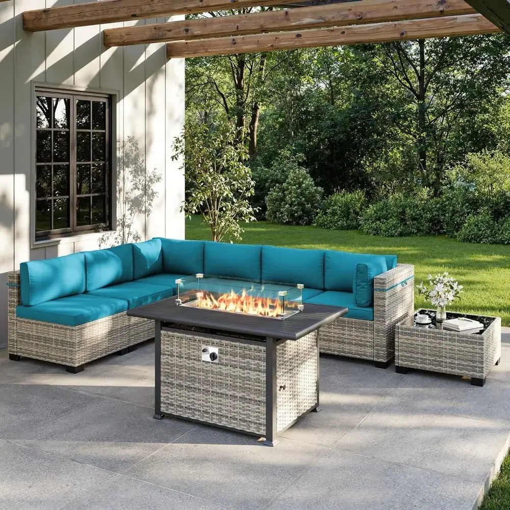 Outdoor Furniture With Fire Pit - 8-teiliges Gartenmöbel-Set für den Außenbereich mit