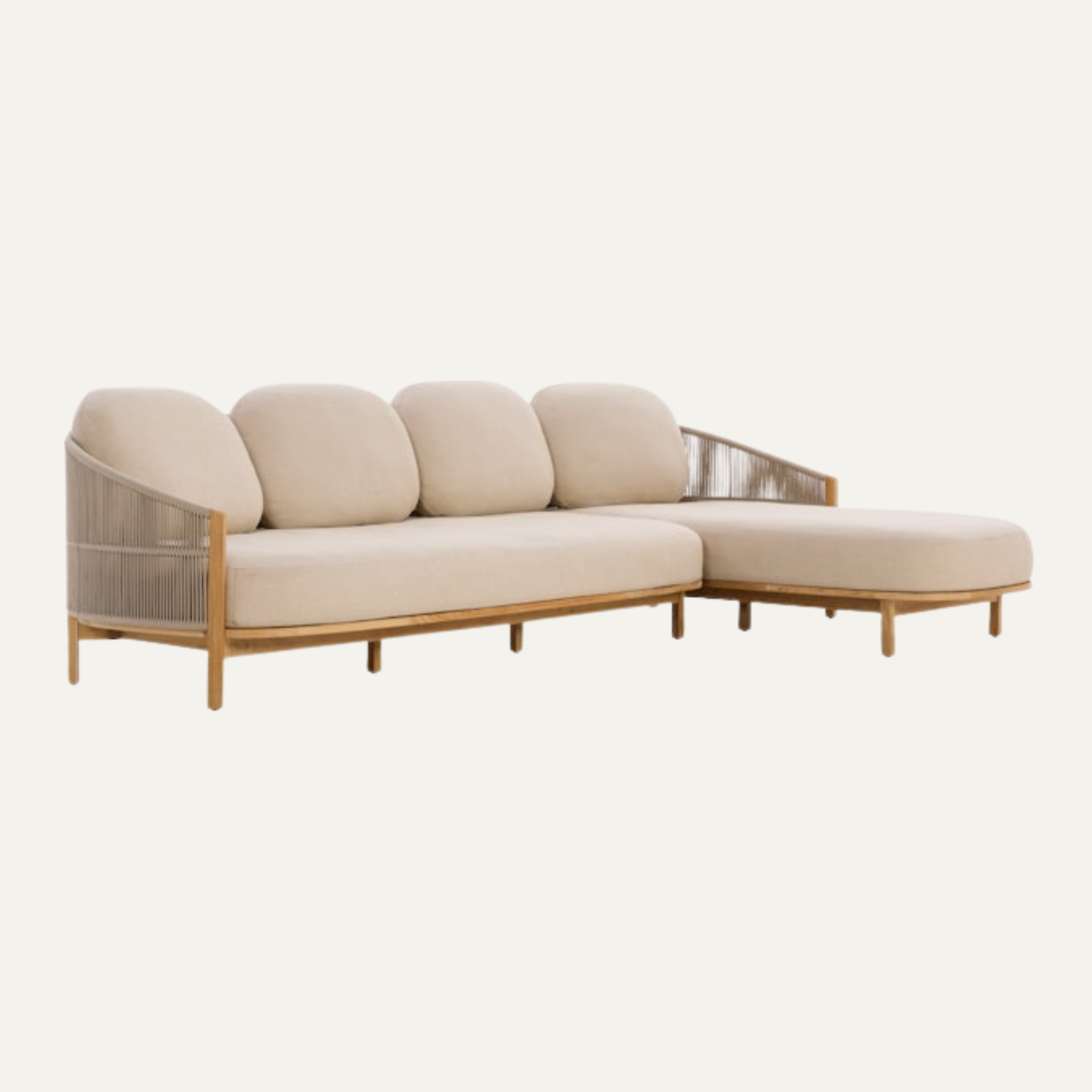 Outdoor Furniture Quick Dry - Minimalistisches Teakholz PE-Rattan Umweltfreundliches Langlebiges Outdoor-Sofa-Set