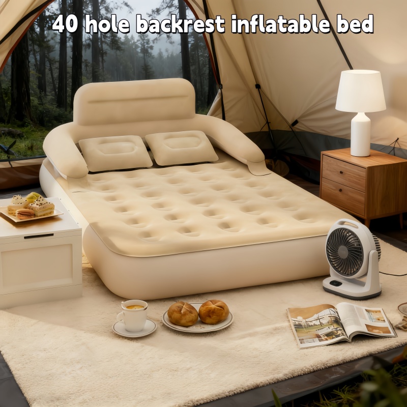 Outdoor Furniture Cushions - Outdoor-Multifunktions-Zwei-Personen-Camping-Luftbett, tragbares Plüsch-Luftsofa mit Rückenlehne, Luftkissenbett
