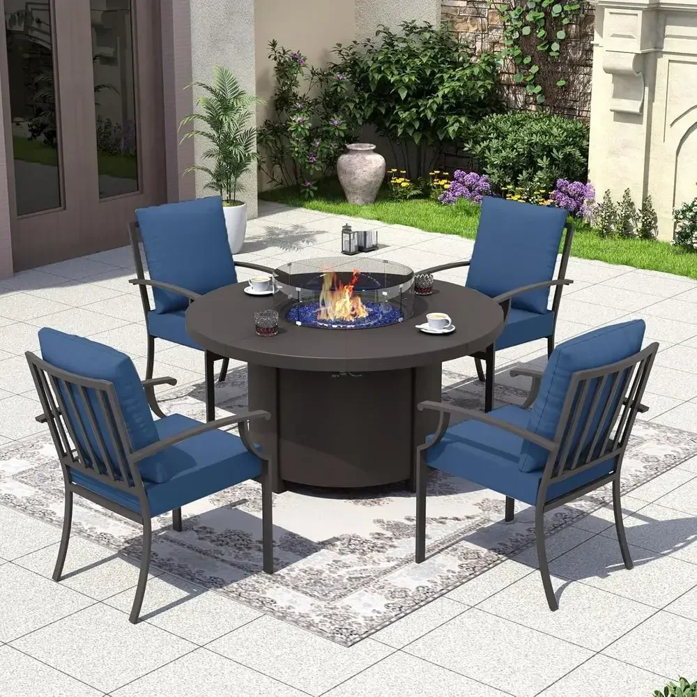 Outdoor Furniture With Fire Pit - 5-teiliges Gartenmöbel-Set mit rundem Feuertisch und