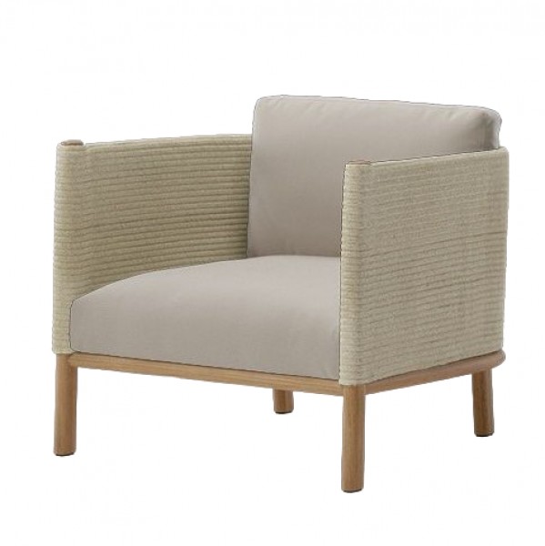 Outdoor Furniture Quick Dry - Teakholzrahmen mit Seilgeflecht, schnelltrocknender Schaumstoff, einsitziges