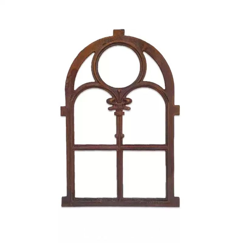 Outdoor Furniture Iron - Gusseisen-Fenster-Dekoration für die Wand, Rustikaler Garten-Spiegelrahmen,