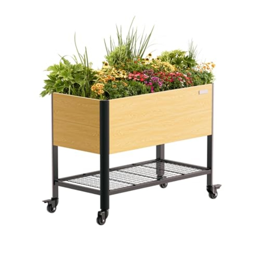 Garden Storage Box - Gartenarbeit im Freien: Metall-Pflanzkasten mit Holzmaserung