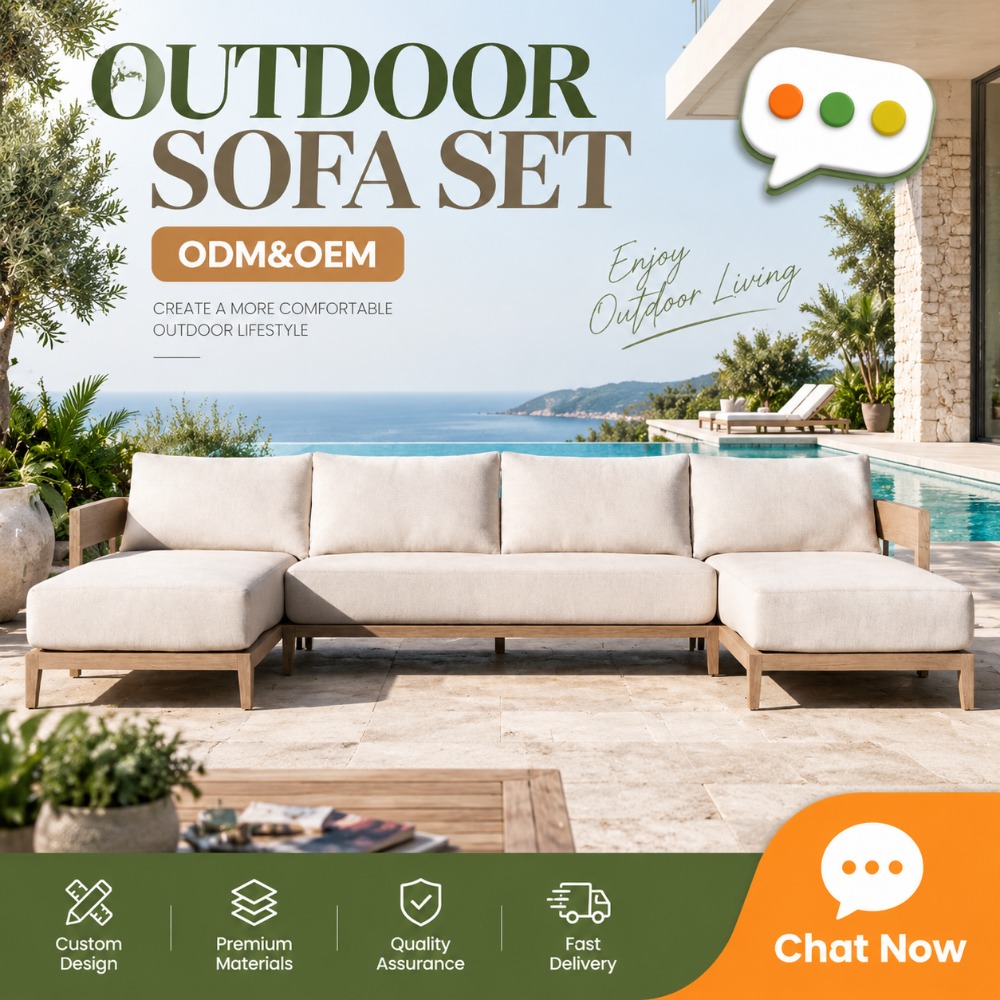 Outdoor Furniture Teak Wood - Hochwertiges Maßgefertigtes Teakholz-Gartensofa-Set, Wetterfeste Massivholz-Freizeitmöbel für