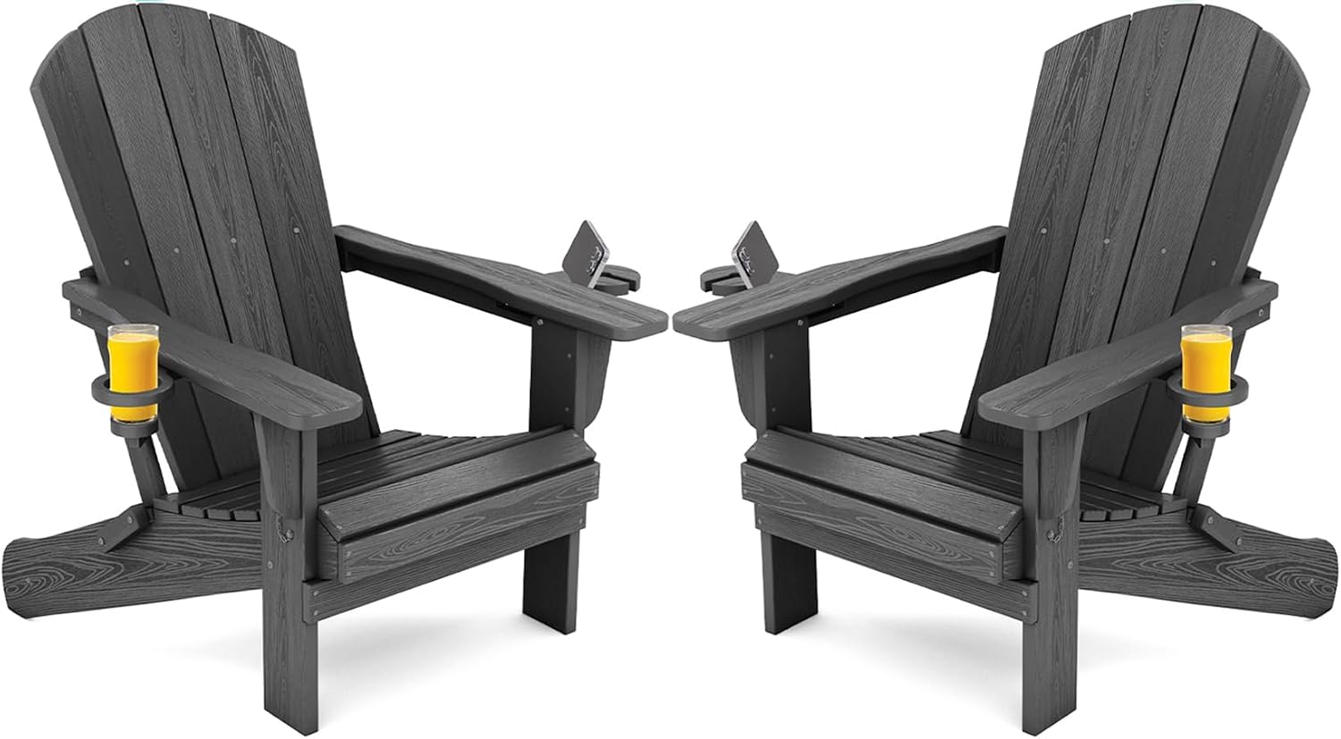 Outdoor Furniture With Fire Pit - Outdoor-Klappstühle, 2er-Set, robuste Gartenstühle mit Getränkehaltern,