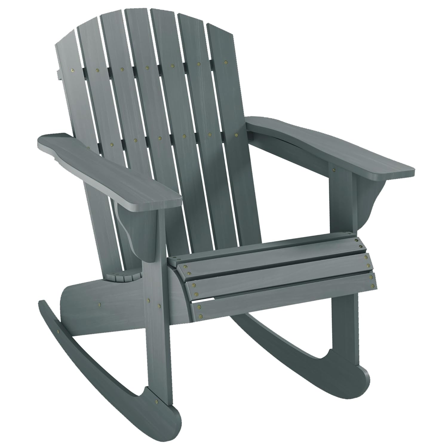Outdoor Furniture With Fire Pit - Holz-Adirondack-Schaukelstuhl mit Lamellenrückenlehne für den Außenbereich,