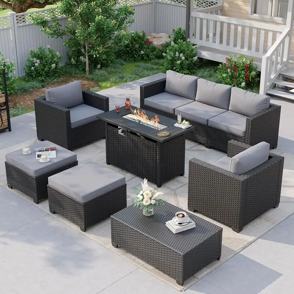 Outdoor Furniture With Fire Pit - 7-teiliges Gartenmöbel-Set für den Außenbereich mit