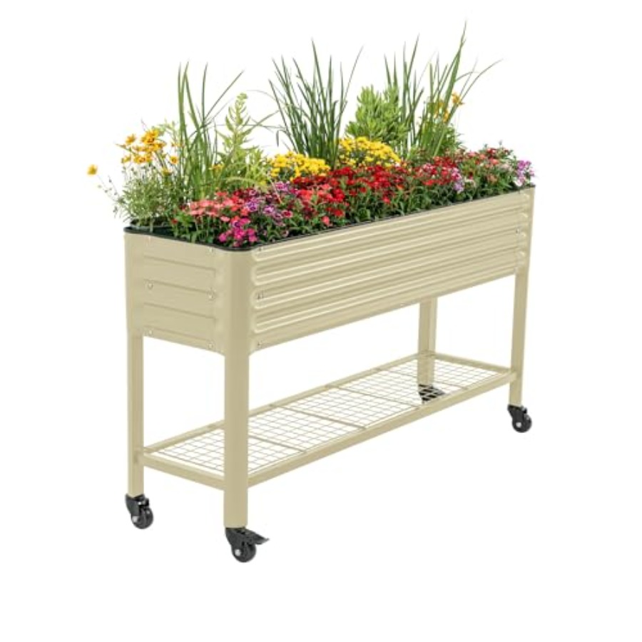 Garden Storage Box - Rollbares Erhöhtes Hochbeet, 5,5' Outdoor-Pflanzkästen mit