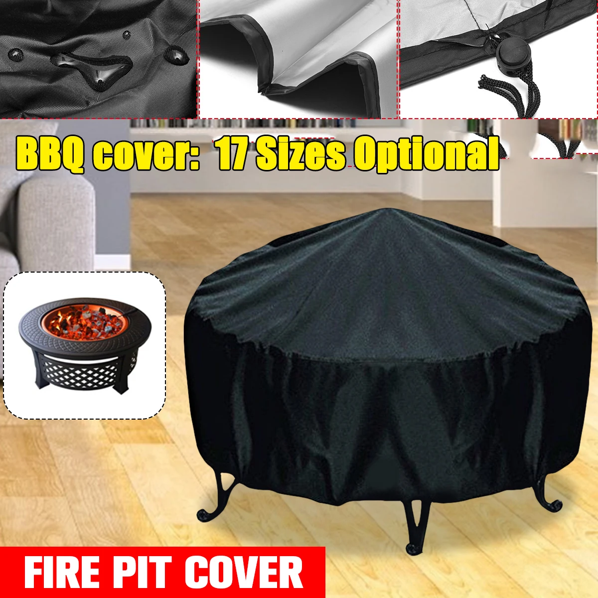 Outdoor Furniture With Fire Pit - Wasserdichte Terrassen-Feuerstellenabdeckung, schwarz, UV-Schutz, Grill, Grill,