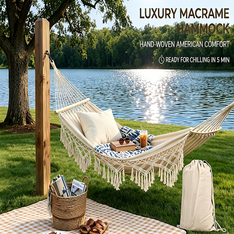 Outdoor Furniture Teak Wood - Verbreiterte und verdickte Hängematte aus Canvas