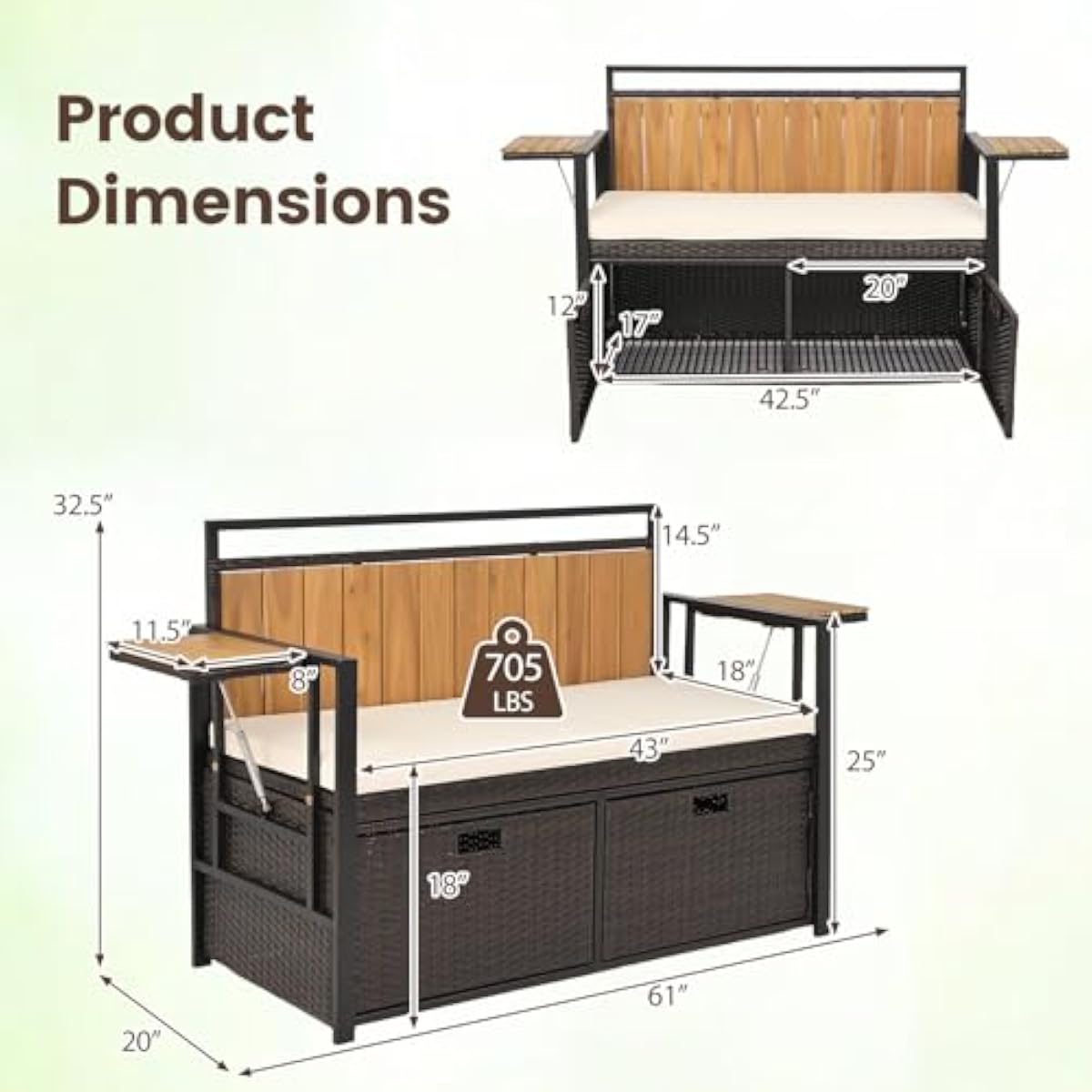 Außen-Lagerhocker mit 2 klappb – Garden Storage Box Bewertung und Preis