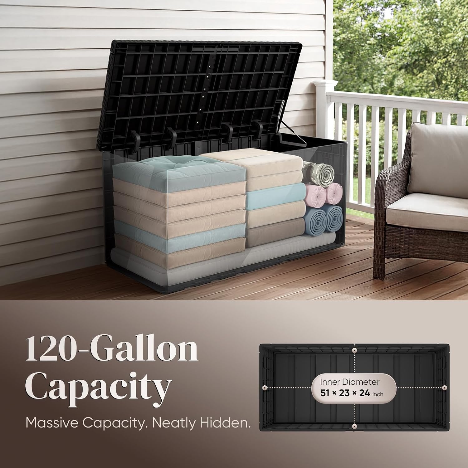 120 Gallonen Große Outdoor-Auf – Outdoor Furniture Cushions Bewertung und Preis