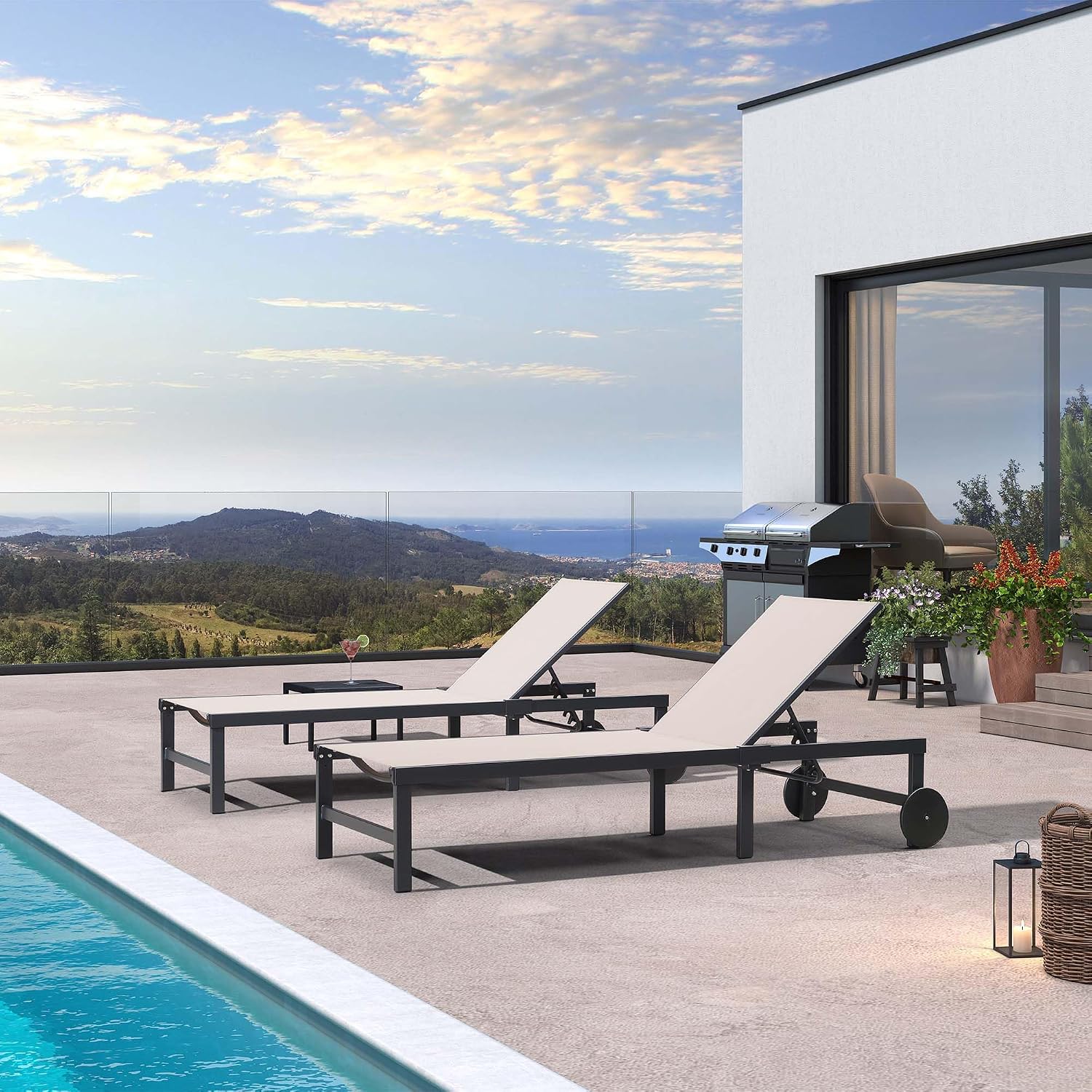 Gartenliegen-Set mit Rollen un – Outdoor Furniture Quick Dry Bewertung und Preis