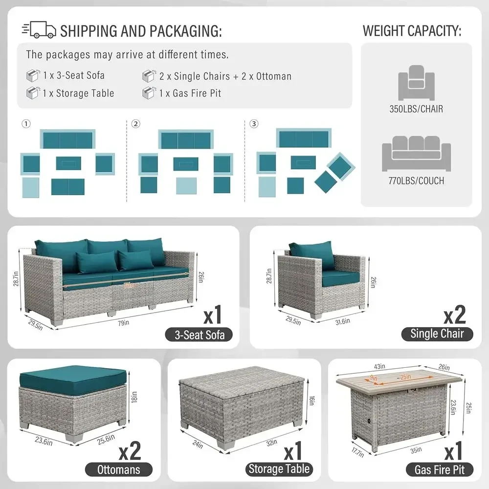 6-teiliges Gartenmöbel-Set aus – Outdoor Furniture With Fire Pit Bewertung und Preis